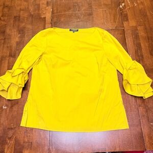 LAFAYETTE 148 NEW YORK Yellow Layered Bell Sleeve‎ Top Blouse Women's Medium M
